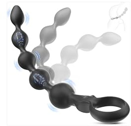 Analplug Analvibratoren für Männer und Frauen, Yivans 33CM Anfänger Analkugeln Vibrator mit 10 Vibrationsmodi, Zugring Design Silikon Buttplug Vibration für Männer Prostata Stimulation Massagegerät