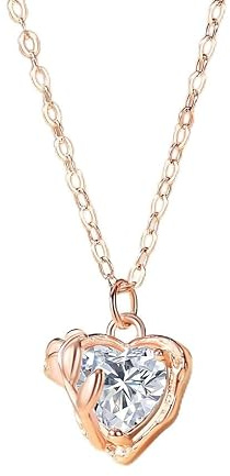 S925 silverhalsband för kvinnor, mångsidigt kärleksrosa nyckelbenshalsband, fashionabla high-end