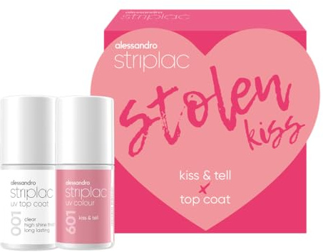 alessandro Striplac UV Nagellack Set - Farbe & Top Coat- Stolen Kiss - Geschenkidee zum Muttertag für gepflegte Nägel
