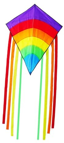 Hellery Giant Beach Kite with Long Tail And Windsock, Toy, Easy to Fly, Foldable Rainbow Flying Kite for Children, Violet Head