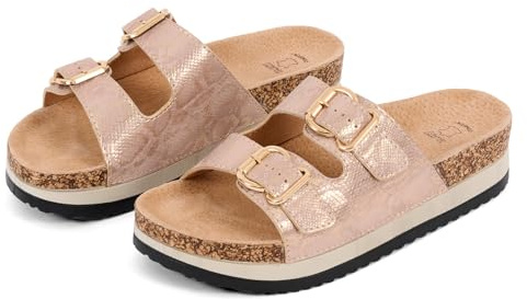 PERLETTI Sandales Femme Été avec Semelle Intérieure en Cuir Véritable - Mules Confortables Légères Antidérapantes Élégantes