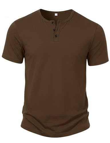 iClosam Camiseta Hombre Henley Manga Corta 95% Algodón Casual,S-XXL | Cuello Henley con 3 botones, algodón suave y corte regular para mayor comodidad diaria y estilos casuales