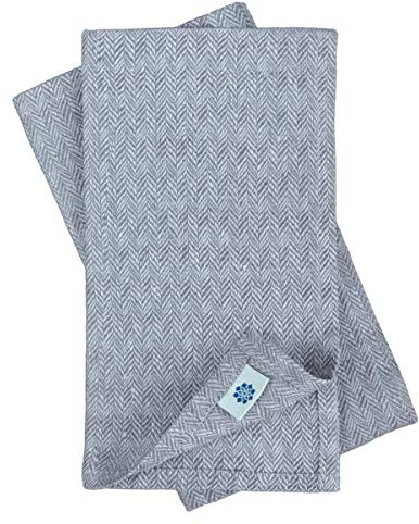Linen & Cotton Schön Edel 4 x Stoffservietten Ulma - 100% Leinen, Schwarz Beige (47 x 47cm) Modern Servietten Stoff Leinenservietten Tischdekoration für Hochzeit Feier Gastronomie Weihnachten