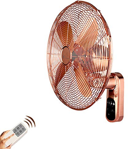 Fans Ventilatore oscillante Vintage, Europea Ventilatore da Parete in Metallo,ventilatori Industriale,Silenzioso e Risparmio energetico, 16in (40 cm), Rame Rosso