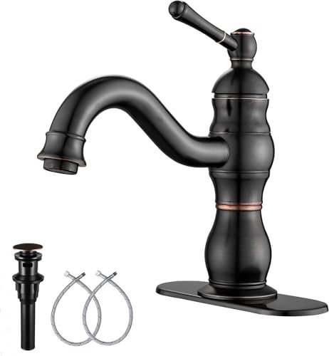GGStudy Oil Rubbed Bronze Bathroom Faucet Single Handle One Hole