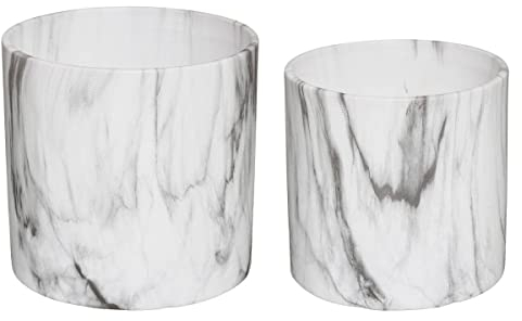 Atmosphera - Set de 2 pots - céramique et marbre - noir et blanc