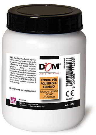 Aurora Store Fondo Primer per POLISTIROLO ESPANSO Bianco Opaco a base d'acqua Barattolo da 250 ml AGGRAPPANTE per livellare porosità del Polistirolo cod. 11256 DOM