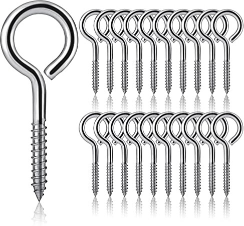 Gukasxi 20 Pezzi Gancio a Vite in Acciaio Inox, Occhielli a Vite per Legno, Vite ad Anello, Occhiello a Vite per Sughero, Artigianato, Cornici in Legno, Il Artigianato Fai Da Te (M5 x 65)