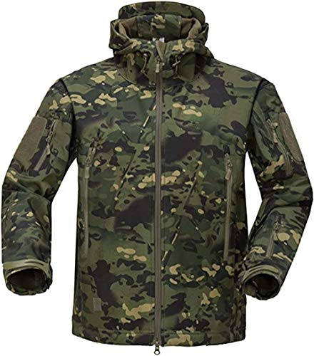 VADOOLL Herren Taktische Jacke Softshell Fleece Kapuzen Outdoor Mantel Warme Winterjacke Militär Softshell Taktische Jacke
