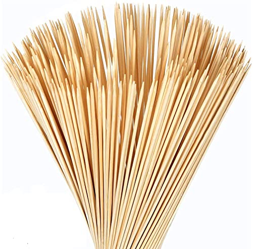 JKG® 12 150 Pack Bamboo Wooden BBQ SKEWERS Sticks - Food Grade - Extra Long BBQ Cocktail Barbeque Roasting Sticks Set Marshmallow Chocolate Fountains Kebab Decoration Conkers Fruit 30cm Long