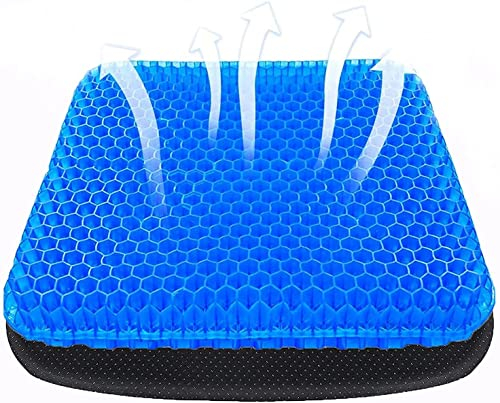 FAJIA Gel Seat Cushion, Cushion Chair Pad, Double Thick Breathable Cool Pad with Non-Slip Cover Honeycomb Design for Car/Office/Home/Wheelchair