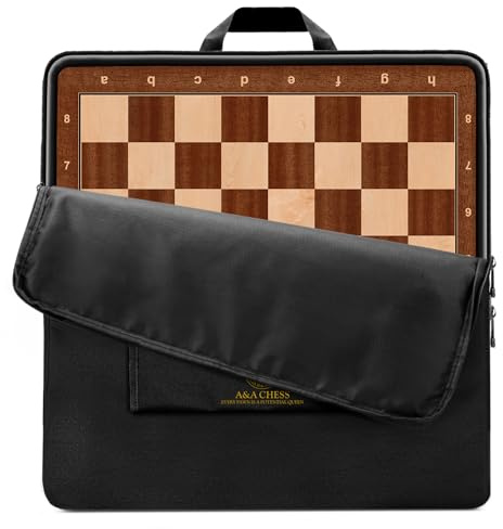 A&A 21.25 Professional Wooden Tournament Chess Board/Mahogany & Maple Inlaid / 2.25 Squares w/Notation