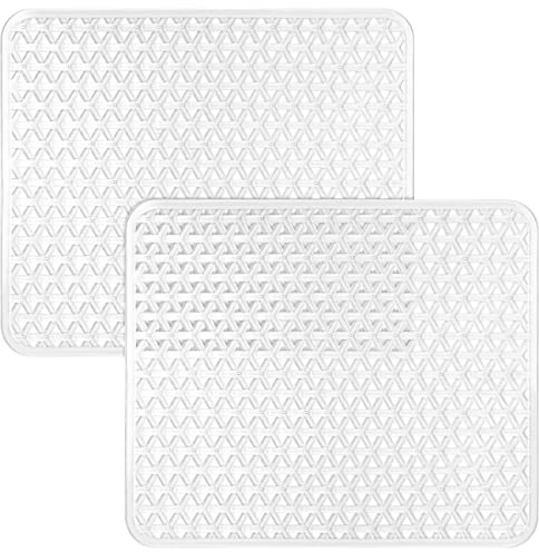 Coopay 2 Pack Kitchen Sink Mat PVC Eco-friendly Kitchen Stainless steel/Porcelain Dish Drying Pad Protector for Bottom of Sink, Triangular Hole Design, 12.6 x 10.5 Inches (Clear)