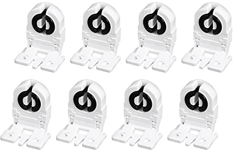 YOKIVE 8Stk Fluoreszierend Licht Halterung T8 Lampe Steckdose G5 Basis Nicht Geshuntete Einzel Kopf Licht Ersatz Teile Toll für Haus Büro (Weiß 2A AC 250V)