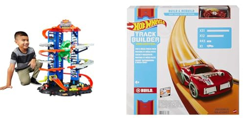 Hot Wheels Ultimate Garage, Garaje y Pista para Coches de Juguete (Mattel GJL14) & Coche y Megapista, Accesorios para Pistas y Coche de Juguete niños +4 años