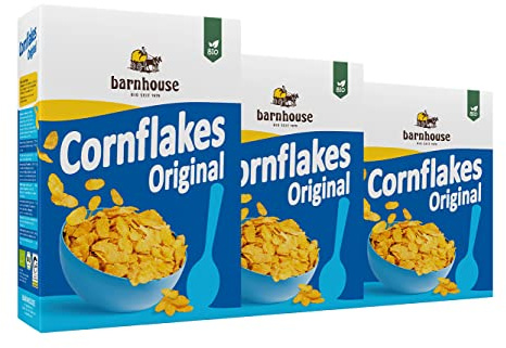 Barnhouse Cornflakes, traditionell hergestellte Bio-Cornflakes, nur zart gesüßt, 3 x 375 g