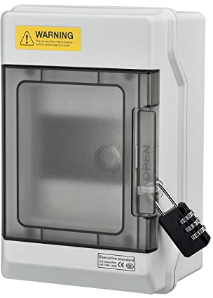 Scatola Distribuzione Superficie, Scatola Portafusibili Armadio Elettrico Superficie IP65 Impermeabile con Serratura 1 Fila per 4 Moduli Scatola Distribuzione Superficie Giardino o Aree Esterne