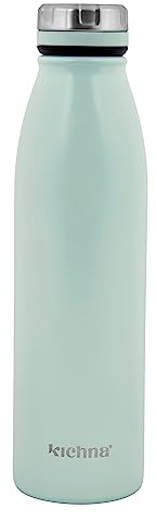 Kichna the Explore Double Walled Stainless Steel Water Bottle 550ml | Wide Mouth Thermal Bottle | Sweat & Leak Proof with Silicon Lid | Keeps Cold for 24Hrs Hot for 6Hrs | Pack of 1 Pistachio Green
