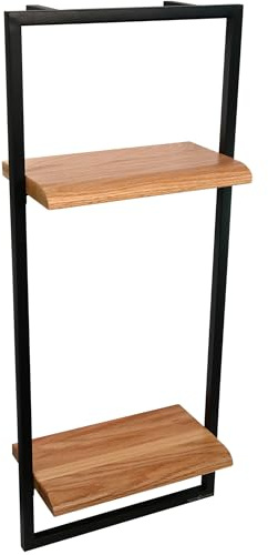 holz4home® Wandregal High, Schwarz gerahmt | 30x15x70cm | Mit Baumkante, Natur geölt | Inkl. Befestigungen aus Stahl für Schweberegal Industrial Flair