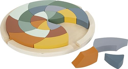 small Foot Farbenpuzzle „Safari“ aus Holz, Kreativspiel zum Bauen, Stapeln und Legen, für Kinder ab 3 Jahren, 12457