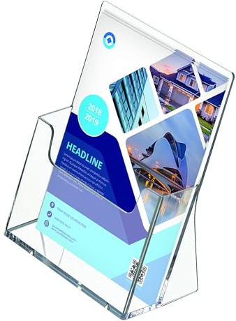 DISPLAY SALES Tisch-Prospekthalter für DIN A4 Flyer | Prospektständer A4 im Hochformat | Aufsteller Flyer aus glasklarem Acryl | 2 Broschürenständer für jeden Anlass