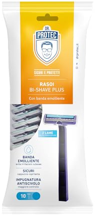 Dr Protec - Maquinillas de afeitar Bi Shave - Bilama - Desechable - Banda Emoliente, 10 unidades