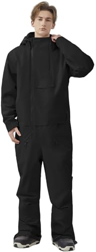 HOUZONIY Einteiler Skioverall Damen Schneeanzug Skioverall Skifahren Skianzüge Overall Jumpsuit Frauen Snowboard Skisuit Outdoor Sport(Schwarz S)