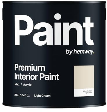 Hemway - Premium Interior Paint - Light Cream 2.5 L | Indoor Matt Finish, Acrylic & Water-Based Emulsion | Quick Dry & High Coverage for the Kitchen, Bathroom & Bedroom