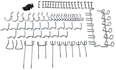 Kit De Crochets pour Panneau Perforé, 51 Pièces, Kit D'organisateur D'accessoires pour Panneau Perforé, Kit Combiné De Crochets De Suspension Plaqués, Fixations Murales De Garage