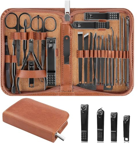 26-teiliges Maniküre Pediküre Set, Nagelknipser Braun