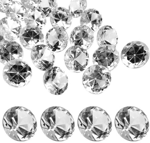 LYHLYA 100 Stück Acryl Diamant Edelsteine, 25mm Acryl Edelsteine Vase Füller Fake Edelsteine Kunststoff Diamanten Deco für Hochzeit, Party, Vasenfülle, Kunsthandwerke Deko (Transparent)