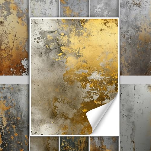 GRAZDesign Fliesenaufkleber Bad & Küche Silber und Gold Textur Stein Klebefliesen selbstklebend - 20x25cm / 50 Stück