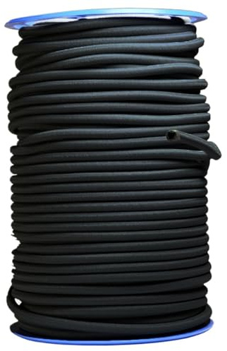 TECPLAST - Gummiseil, professionell, Durchmesser 9 mm, 10 m, Farbe Schwarz, Befestigung von Abdeckplanen