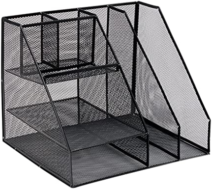 GLigeT Aktenmagazinhalter Home Office Desktop Lagerung Stift Buch Brief Halter Datei Rack Organizer Dokument Sortierer Metall Mesh Papier Korb Multifunktion Zeitschriftenhalter