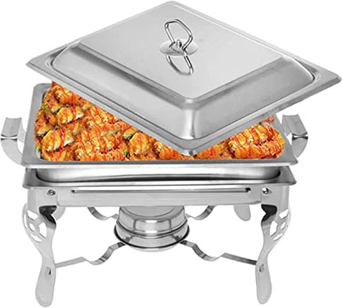 4.5L Chafing Dishes Set Buffet, 1/2/3/4/5/6 Packs Stainless Steel Food Warmers Server with Food Pan, Water Pan, Lid and Fuel Holder, for Parties, Weddings and Events