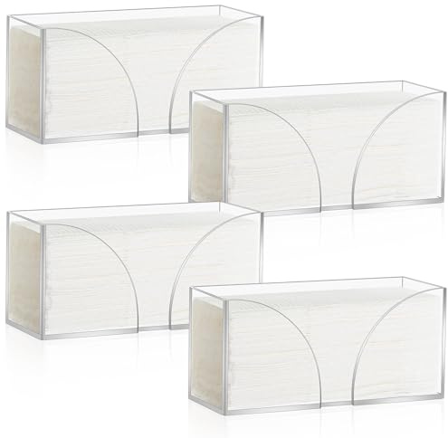 4Pack Clear Paper Towel Dispenser Countertop Acrylic Paper Towel Holder for Bathroom Folded Paper Towel Dispenser Clear Trifold Napkin Holder for Z-fold, C-fold, MultiFold Trifold