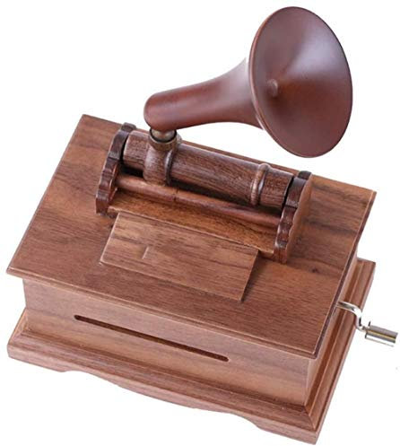Vinyl Player Vintage, Walnut Hand-cranked With 20-tone Paper Phonograph Music Box For Kids Friends Children Gifts Gramophone