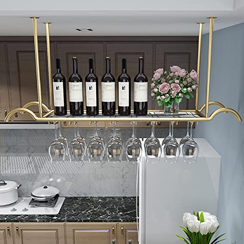 Generisch Deckenregal, Weinglasregal, Metall-Weinregal mit Glashalter, schwimmendes Deckenregal für Bareinheit, einlagiger hängender Flaschenhalter, Weinglasregal, für Esszimmer, Wohnzimmer, Café