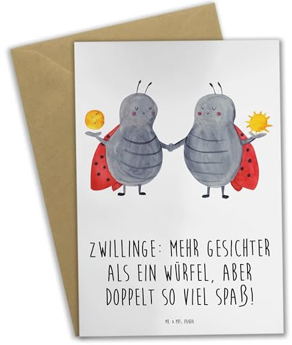 Mr. & Mrs. Panda Grußkarte Zwillinge Spaß - Geschenk, Humor, Zwillinge Charakter, Glückwunschkarte, Geburtstagskarte, Hochzeitskarte, individuell,