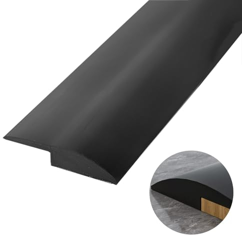 Selbstklebend Schwellenstreifen 1.0/2.0/3.0 m, Vinyl Wasserdicht Abdeckleiste, Boden&Teppich Laminat ÜBergangsprofil für SchwellenüBergänge von 3.0/5.0 mm HöHe(Black,3.0mm x 3.0m)