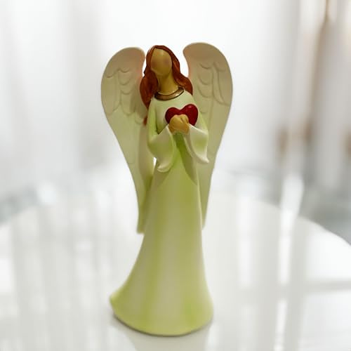Friedliche Engelstatue mit Lilien, Schutzengelfigur, Harzengel-Sammlerstück als Heimdekoration, aufmerksames Beileids- oder Gedenkgeschenk
