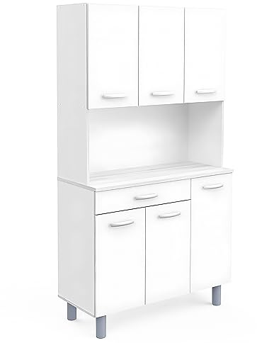 habeig Küchenschrank, Singleküche, weiß, Küchenregal, Küchenzeile, Küche, Mehrzweckschrank, #687, 185x101x42cm (Pasta)
