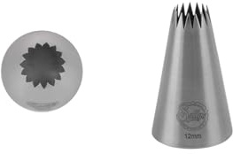 Sallys Lochtüllen - Spritztülle für Spritzbeutel Ideal zum Zeichnen und Schreiben auf Keksen, Torten und Kuchen und Cupcakes, Backen und Dekorier Werkzeug, runde Öffnung (Sterntülle, 12 mm)
