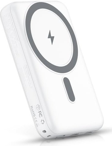 Gabless Power Bank, Batteria Esterna Magnetica da 10000mAh Ricarica Rapida PD 20W, Caricatore Portatile Wireless Porta USB-C Ingresso e Uscita Compatibile con MagSafe per iPhone16/15/14/13/12 (bianco)
