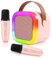 Karaoke Machine for Kids Adults, Mini Karaoke Machine with 2 Wireless Microphones, Portable Bluetooth Speaker with Voice Changing Effects & LED Lights, Best Gifts Toys for Girls and Boys
