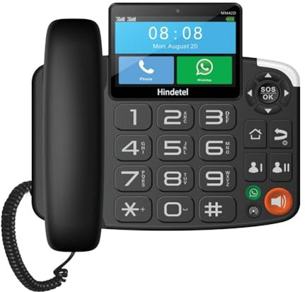 Suoumwa TUYA WiFi Videoregistratore Telefono Cordless SIM Card con Rete 4G e Radiosveglia per Casa Ufficio EU-Plug