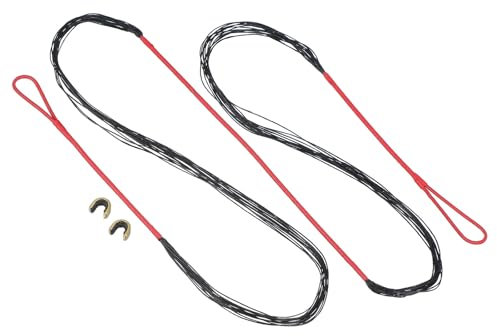 PATIKIL Bogenschnur Ersatz, 16 Stränge Recurve Bogensehne mit Nockpunkt Bogenschießen Zubehör Bogensehnen für AMO 56 Traditionellen Recurve Bogen, Rot Schwarz