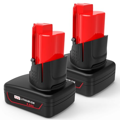 LabTEC 12V 6000mAh Li-Ionen-Akku para Milwaukee, paquete de 2 baterías de repuesto para herramientas eléctricas de batería M12 XC 48-11-2401 48-11-2402 48-11-2440 48-11-2411 2207-20 2207-21 2238-20