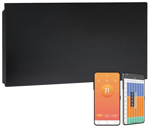 Lyndo WiFi Electric Panel Heater/Convector Radiatot, Wall Mounted, Splash Proof, With Timer, Thermostat, Voice Control, Modern (Black, 2000W)