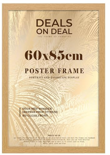 DEALS ON DEAL® Large Oak Poster Frame 85x60 cm Picture Frame Jigsaw Puzzle | Mdf Wooden 60 x 85 cm | Solid Mdf Hd Clear Front | Vertical or Horizontal